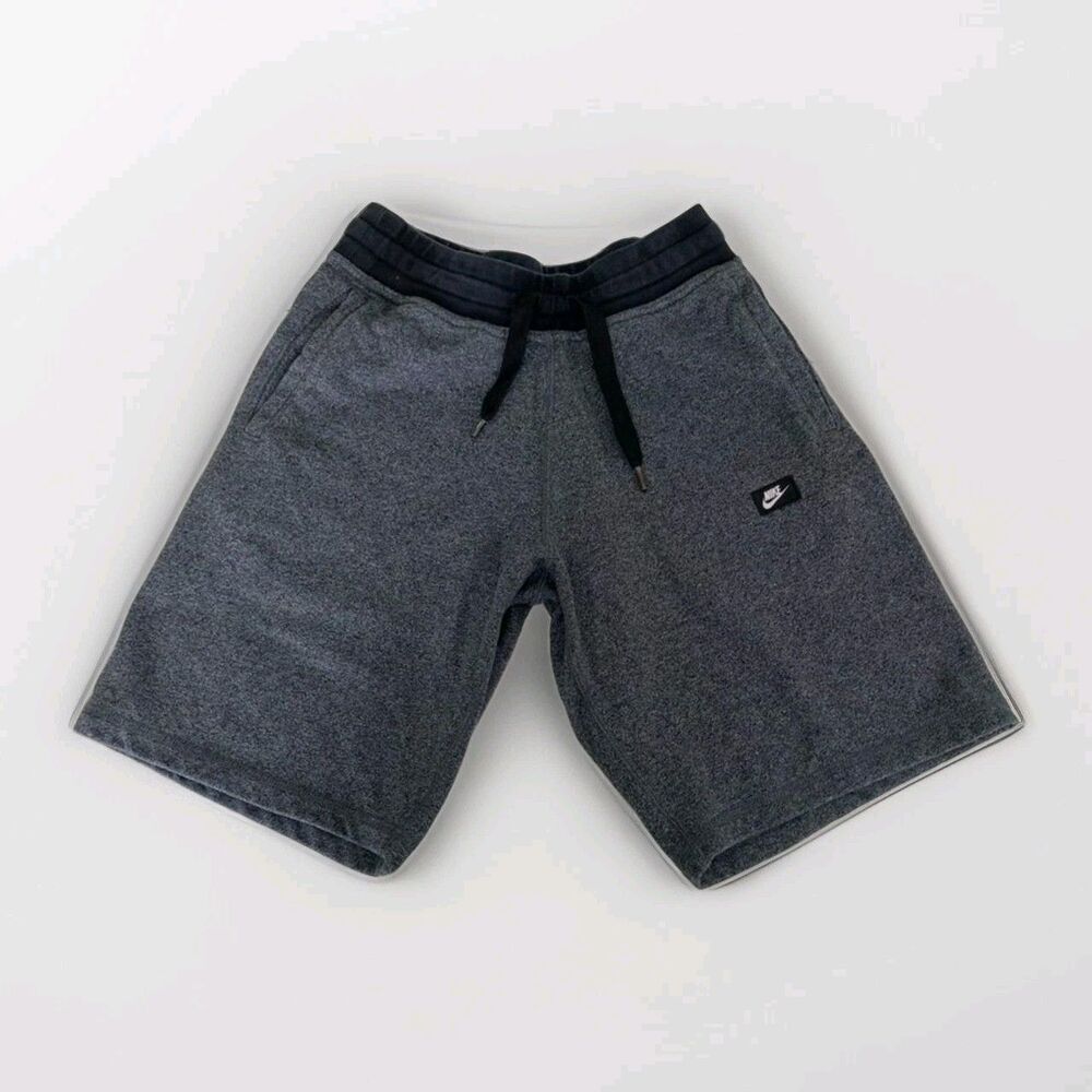 Nike Shoebox Fleece Shorts Mens S Gray Black Athletic Gym Drawstring 725240